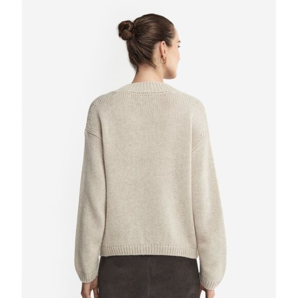 Falconeri Ultrasoft Cashmere V-Neck Sweater with Set-in Sleeves in Natural Stone - Picture 3 of 5